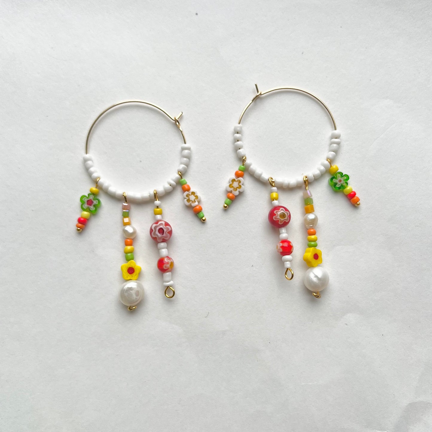 Beaded colorful hoops