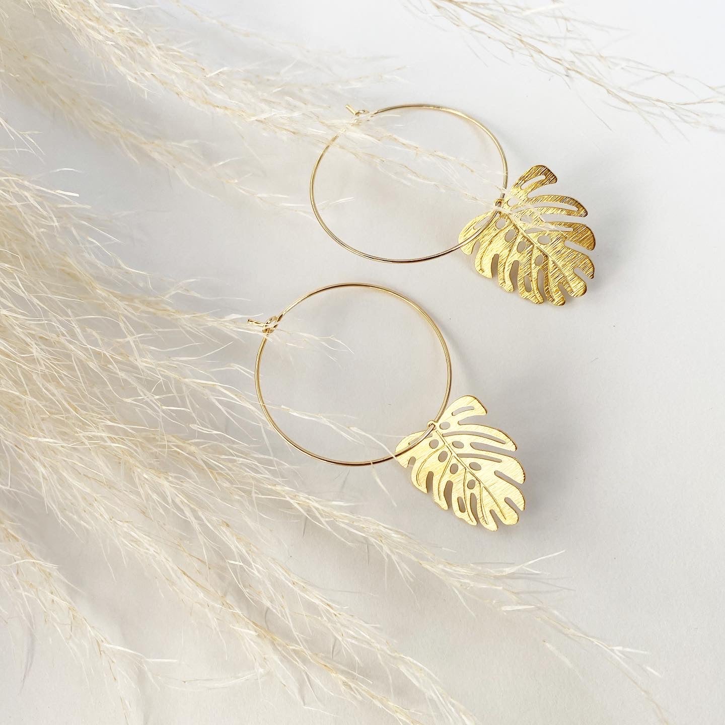 Monstera Gold Hoops