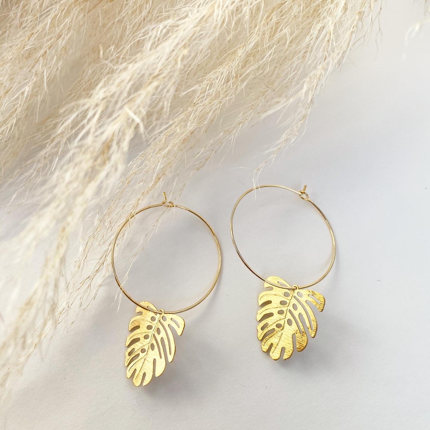 Monstera Gold Hoops